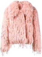 Ashish Embellished Faux Fur Jacket, Women's, Size: Medium, Pink/purple, Acrylic/polyester