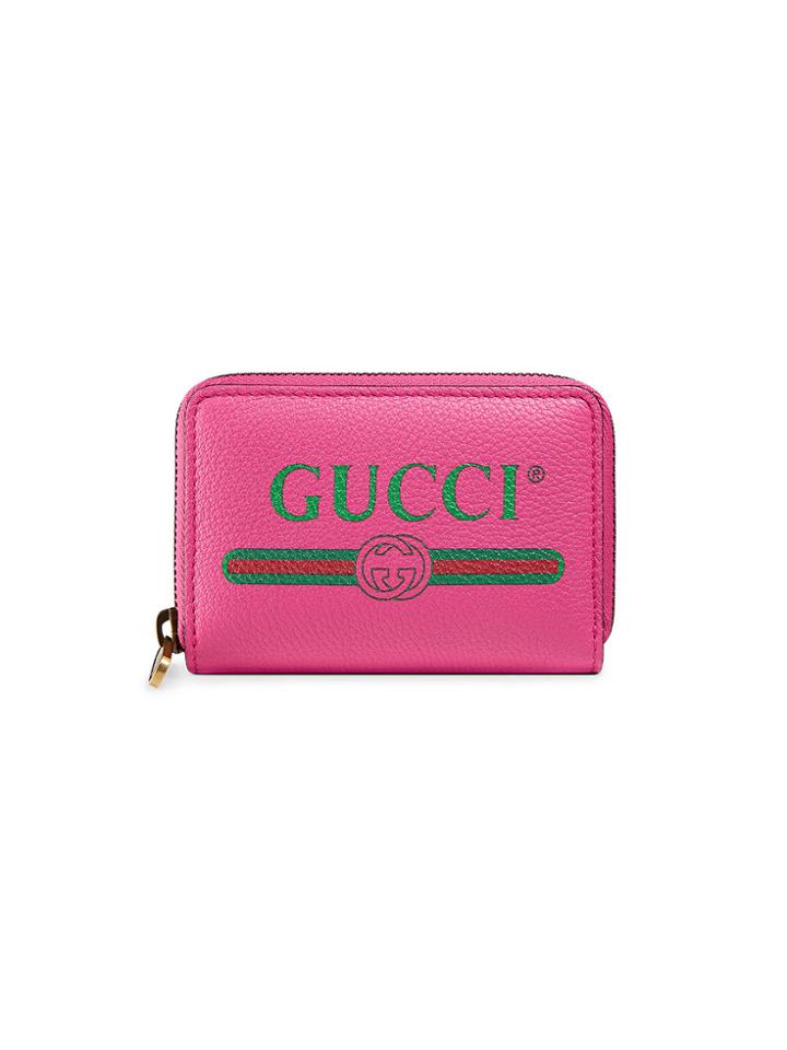 Gucci Gucci Print Leather Card Case - Pink & Purple