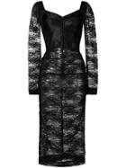 Dolce & Gabbana Lace Fitted Midi Dress - Black