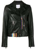 Mira Mikati Racoon Biker Leather Jacket - Black