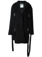 Moschino Clip Strap Detailed Coat, Women's, Size: 44, Black, Polyamide/rayon/mohair/virgin Wool