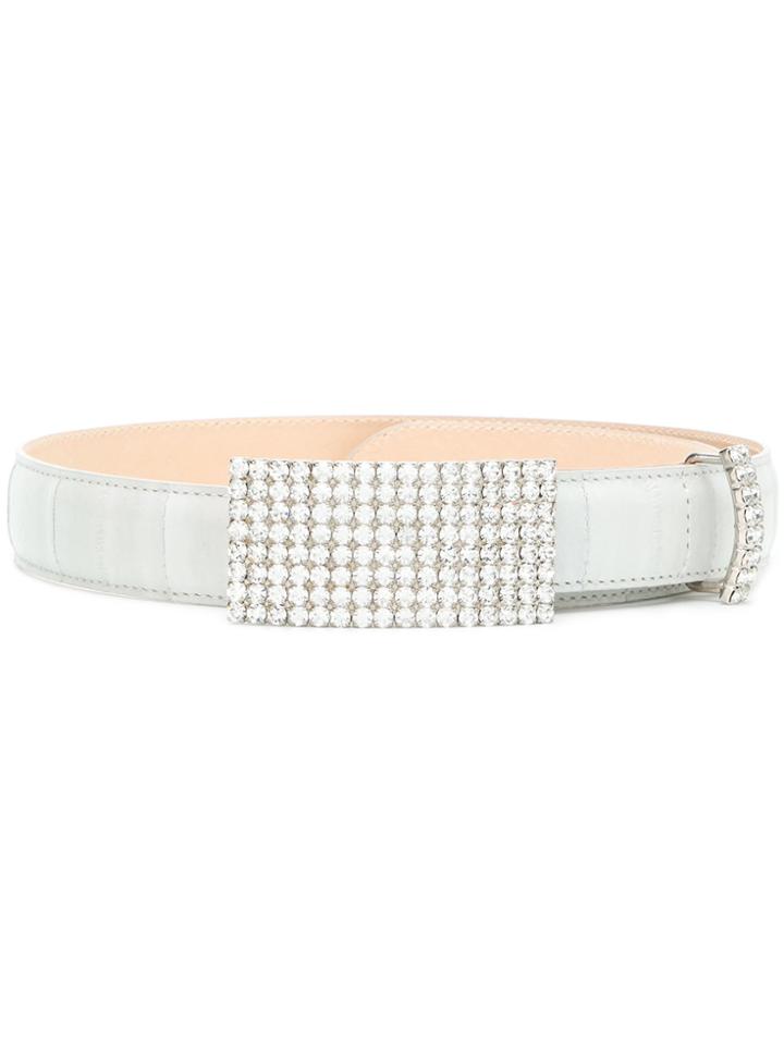 Alessandra Rich Crystal Embellished Belt - White