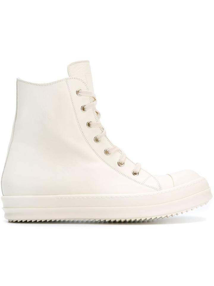 Rick Owens Classic Hi-top Sneakers, Men's, Size: 45, White, Leather/rubber