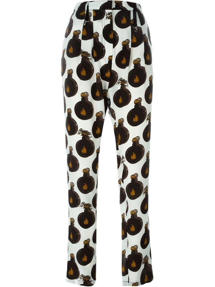 Lanvin Bottle Print Trousers, Women's, Size: 36, Black, Silk/viscose