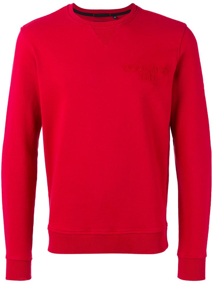 Woolrich - Logo Crew - Men - Cotton - M, Red, Cotton