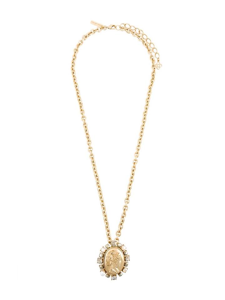 Oscar De La Renta Embellished Pendant Necklace, Women's, Metallic