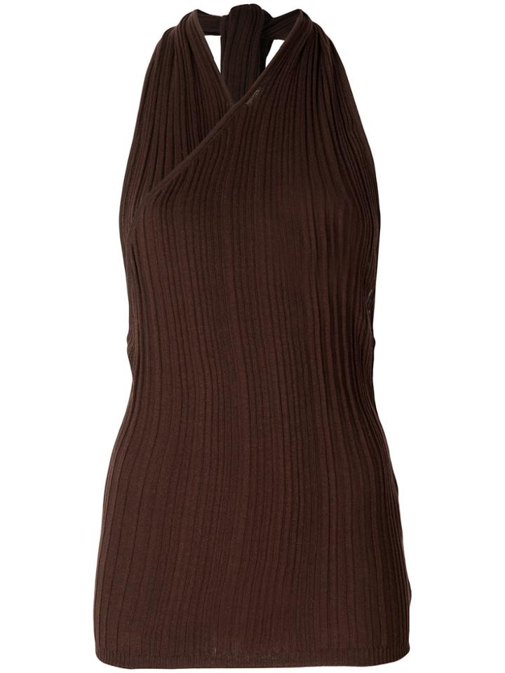 Jacquemus Ribbed Knit Halterneck Top - Brown