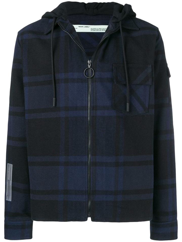 Off-white Checked Hooded Jacket - Blue