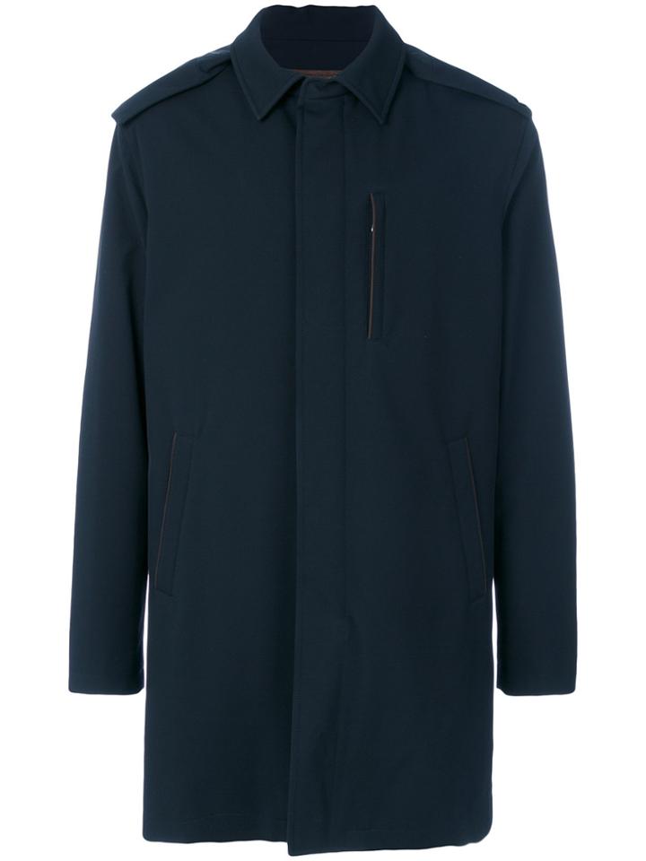 Ermenegildo Zegna Concealed Placket Collar Coat - Blue