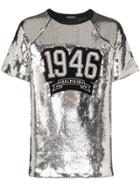 Balmain Sequin-embellished Logo T-shirt - Silver