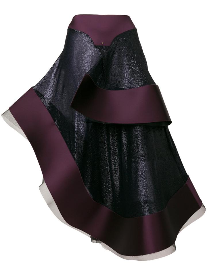 Esteban Cortazar Asymmetric Flamenco Skirt - Pink & Purple