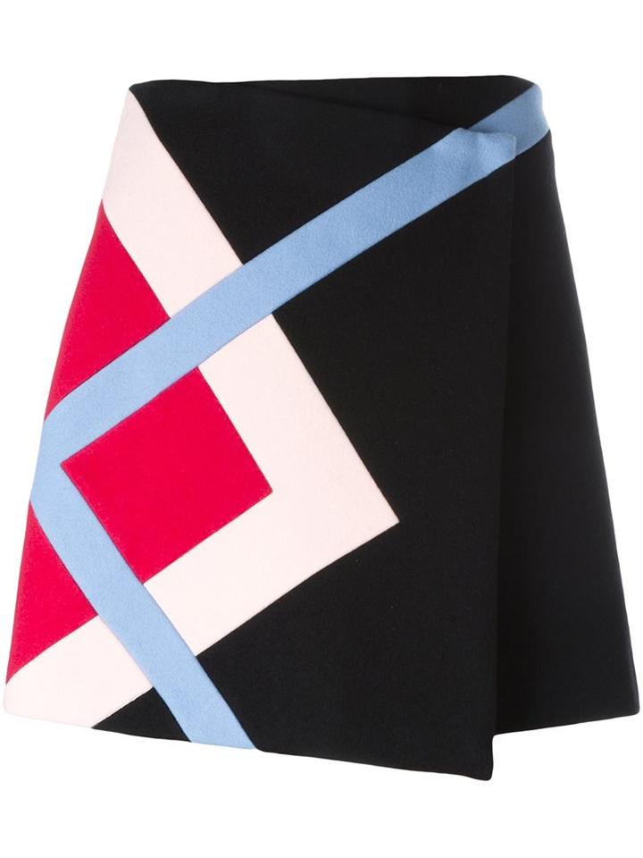 Msgm Argyle Insert Skirt, Women's, Size: 38, Black, Polyamide/viscose/wool