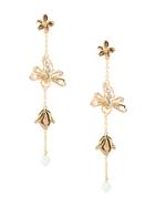 Alberta Ferretti Flower Embellished Drop Earrings - Gold