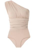 Amir Slama Ruched Panel Body Top - Neutrals