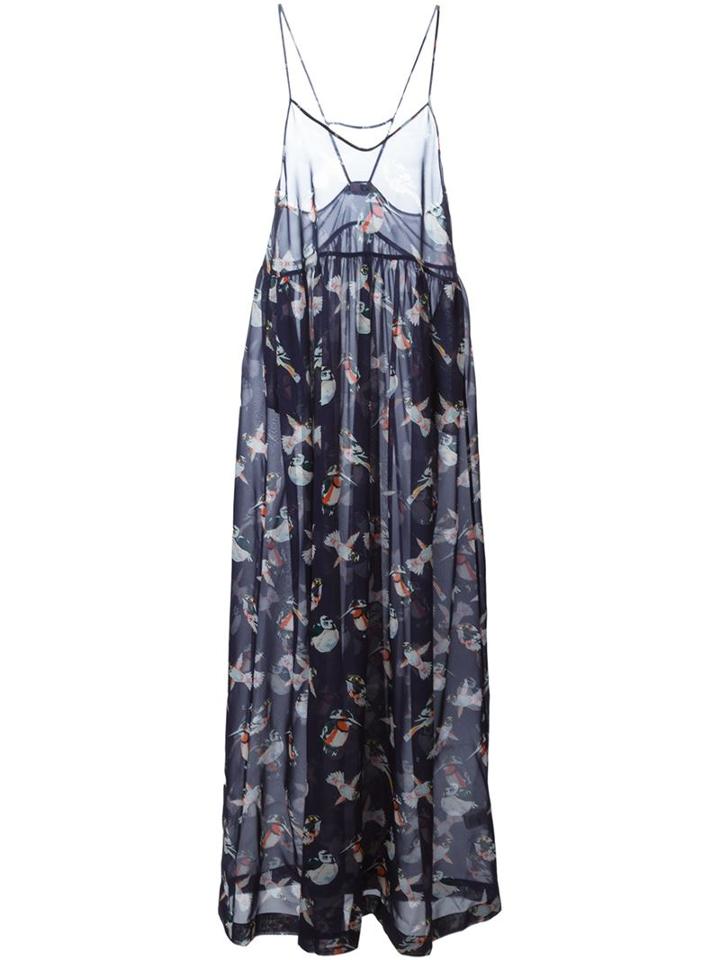 Msgm Bird Print Sheer Dress