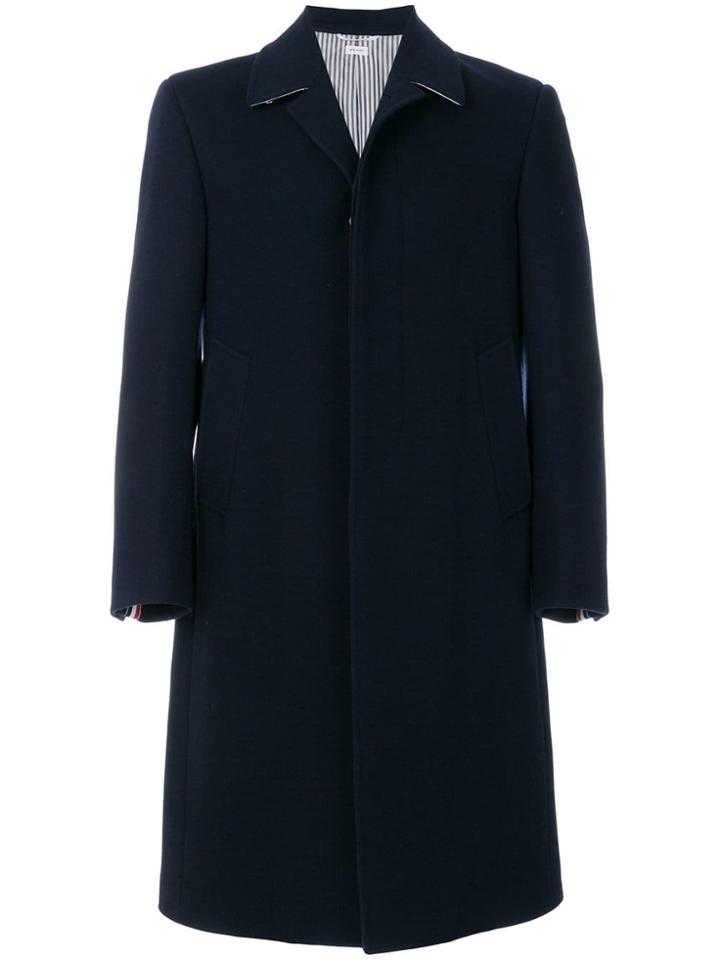 Thom Browne Classic Single-breasted Melton Wool Overcoat - Blue