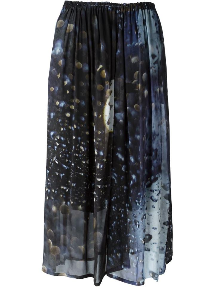 Y's Printed Skirt, Women's, Size: 2, Black, Cupro