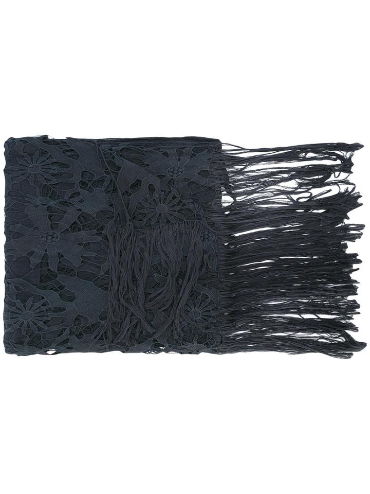 Dries Van Noten Floral Macrame Scarf, Men's, Blue, Cotton
