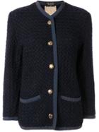 Chanel Pre-owned Waffle Knit Cardigan - Blue