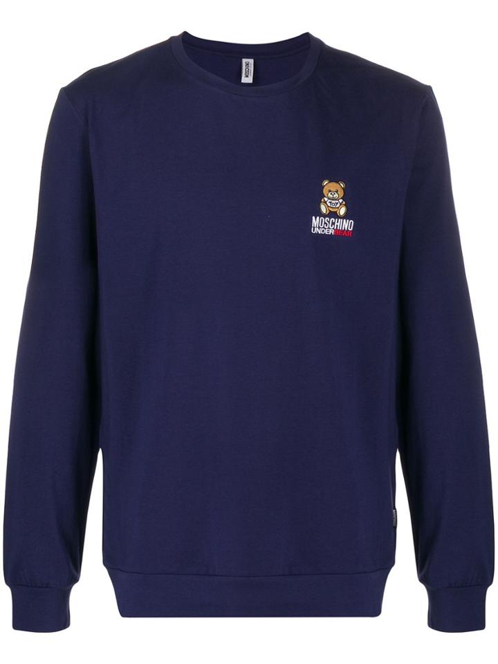 Moschino Embroidered Logo Long-sleeve T-shirt - Blue