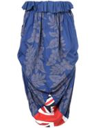 Comme Des Garçons Vintage Floral Print Draped Skirt - Blue