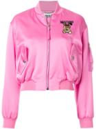 Moschino Ready To Bear Sateen Bomber - Pink & Purple