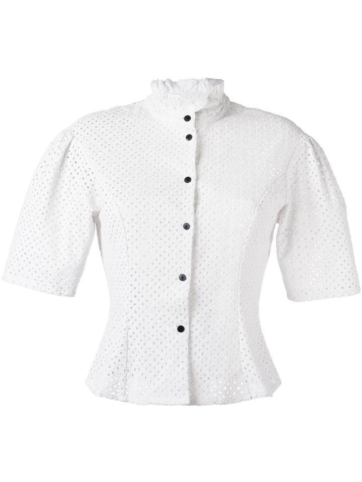 Sonia By Sonia Rykiel - Short Sleeve Poplin Blouse - Women - Cotton - 42, White, Cotton