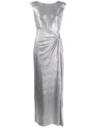 Lauren Ralph Lauren Draped Metallic Sheen Dress - Silver