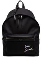 Saint Laurent Logo Embroidered Backpack - Black