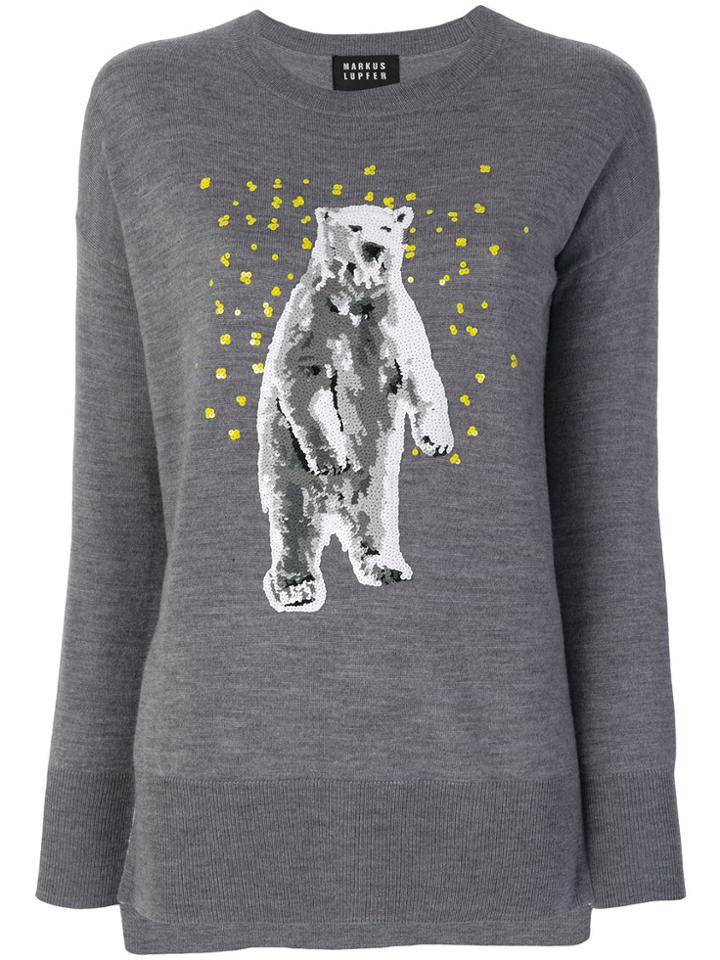 Markus Lupfer Sequin Polar Bear Jumper - Grey