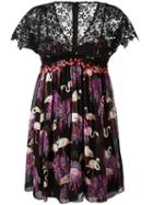 Giamba Flamingos Print Pleated Dress, Women's, Size: 44, Black, Silk/polyester