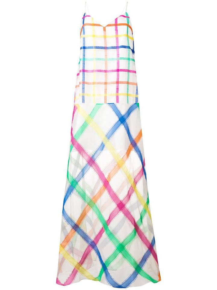 Mira Mikati Organza Embroidered Check Dress - White