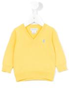 Ralph Lauren Kids - Logo Embroidered V-neck Sweater - Kids - Cotton - 24 Mth, Yellow/orange