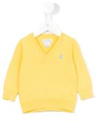 Ralph Lauren Kids - Logo Embroidered V-neck Sweater - Kids - Cotton - 24 Mth, Yellow/orange