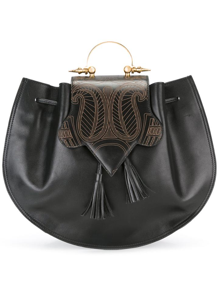 Okhtein Domed Patterned Backpack - Black