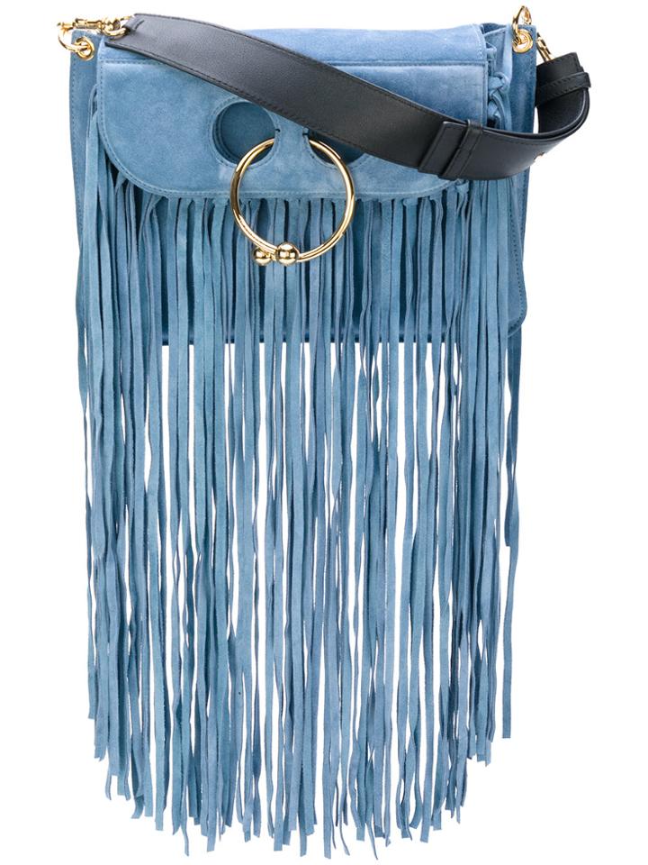 Jw Anderson Fringed Pierce Shoulder Bag - Blue