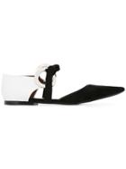 Proenza Schouler Suede And Leather Grommet D'orsay Flat - Black