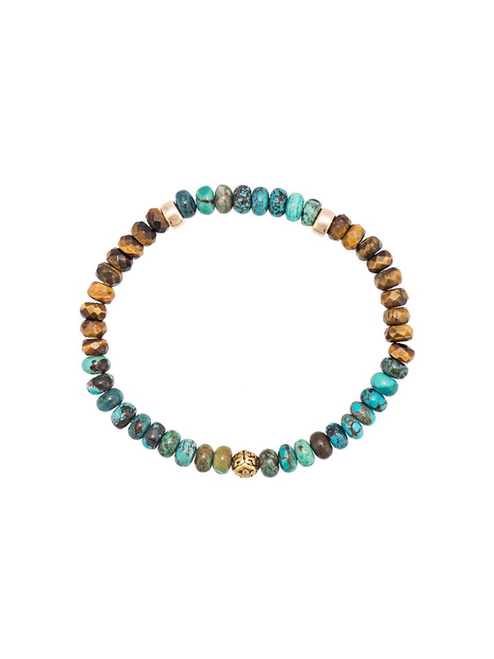 Nialaya Jewelry Tiger Eye And Turquoise Beaded Bracelet - Green