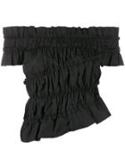 Jourden Gathered Off-shoulder Blouse - Black