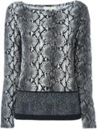 Michael Michael Kors Snakeskin Print Top, Women's, Size: Small, Black, Polyester/spandex/elastane