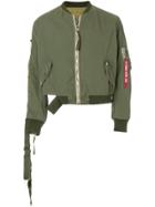 424 Fairfax Cropped Bomber Jacket - Green