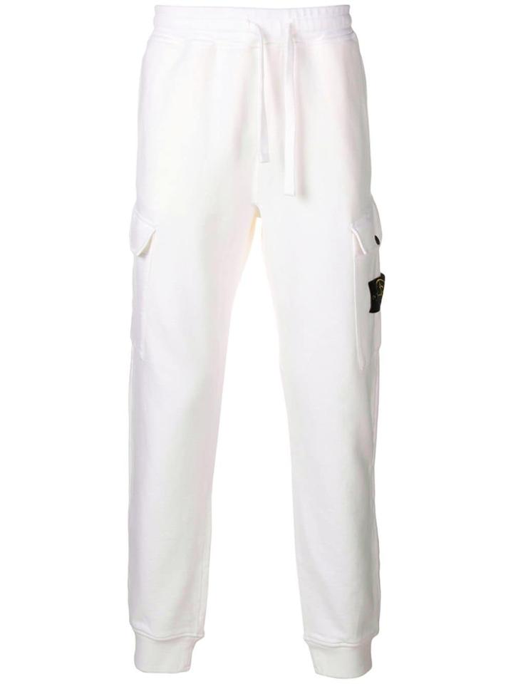 Stone Island Logo Patch Track Pants - White