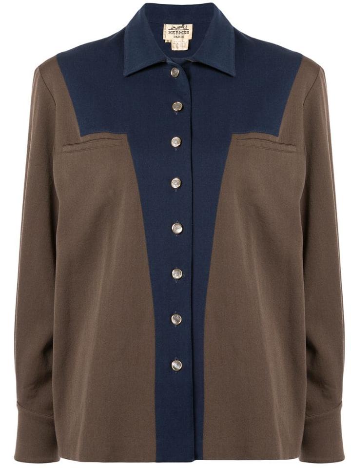 Hermès Pre-owned Patchwork Contrasting Shirt - Brown