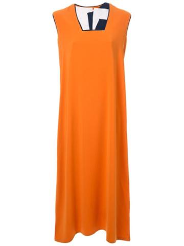 Bintthani Layered Neck Mid-length Dress, Women's, Size: Medium, Yellow/orange, Polyester