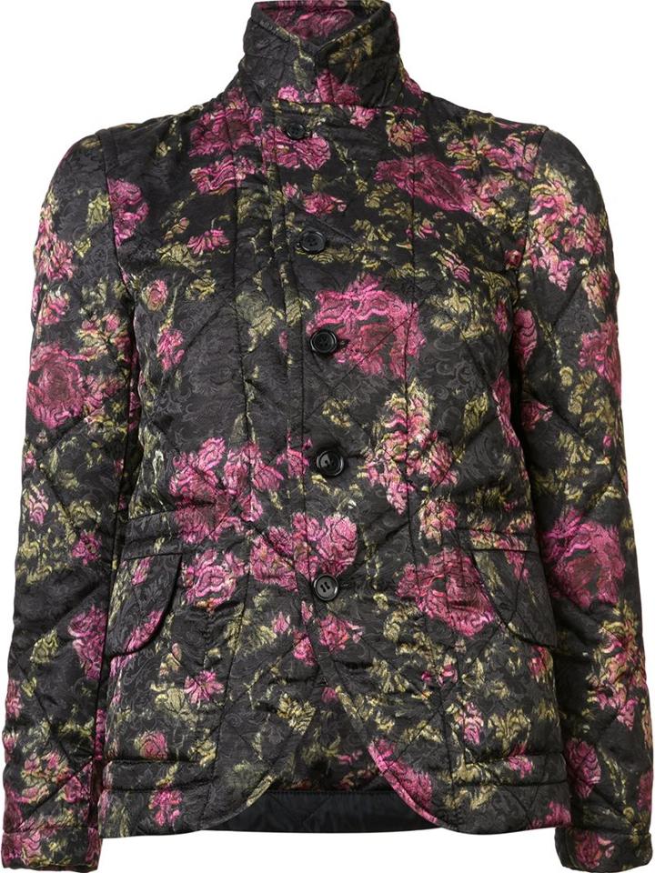 Comme Des Garçons Floral Quilted Jacket, Women's, Size: Medium, Black, Polyester