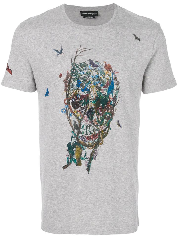 Alexander Mcqueen Butterfly Skull T-shirt - Grey