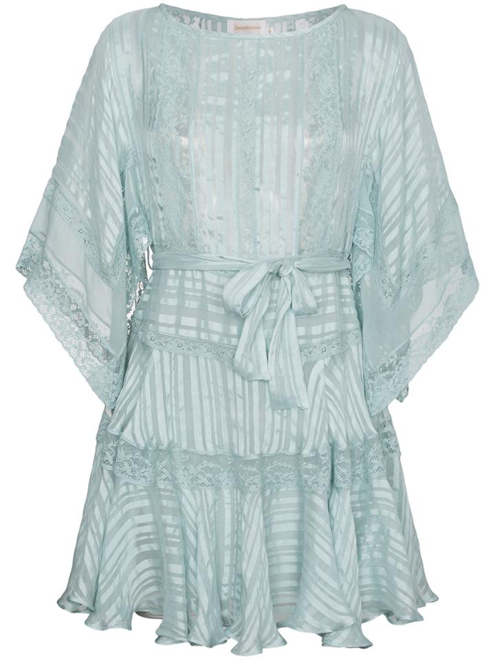 Zimmermann Silk Whitewave Veil Mini Dress - Blue