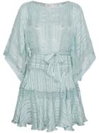 Zimmermann Silk Whitewave Veil Mini Dress - Blue