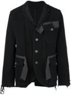 Miharayasuhiro Frayed Denim Jacket, Men's, Size: 46, Black, Cotton/polyester