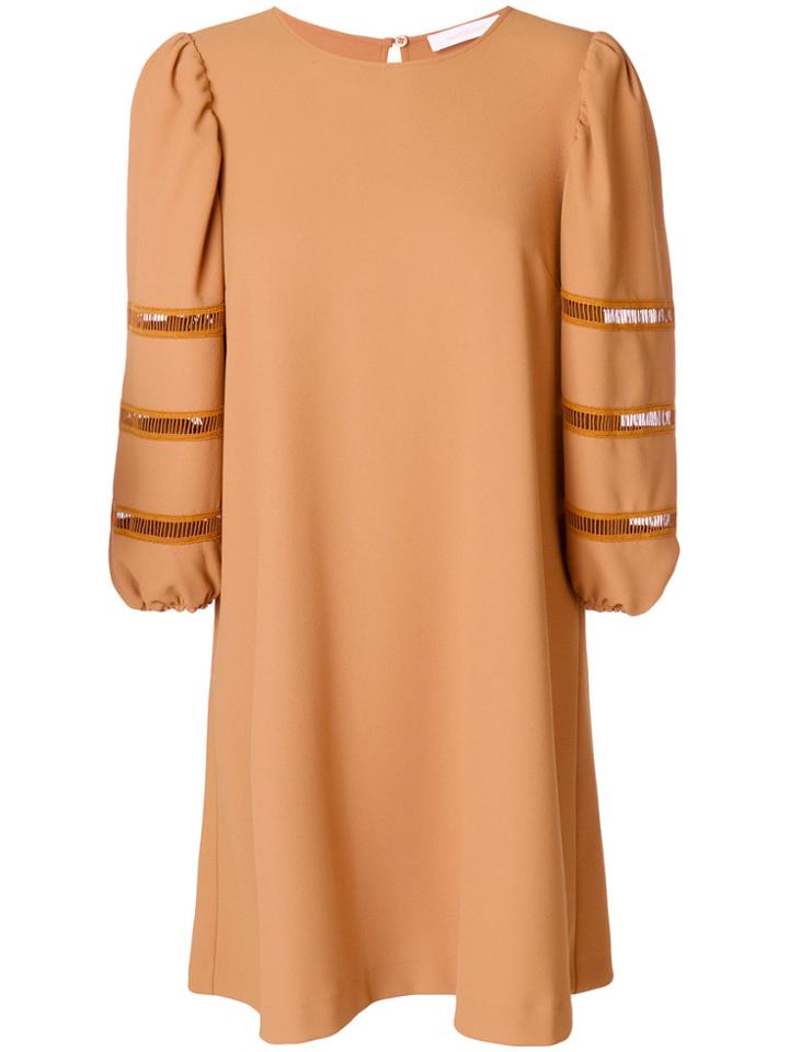 See By Chloé Cutout-detail Shift Dress - Brown